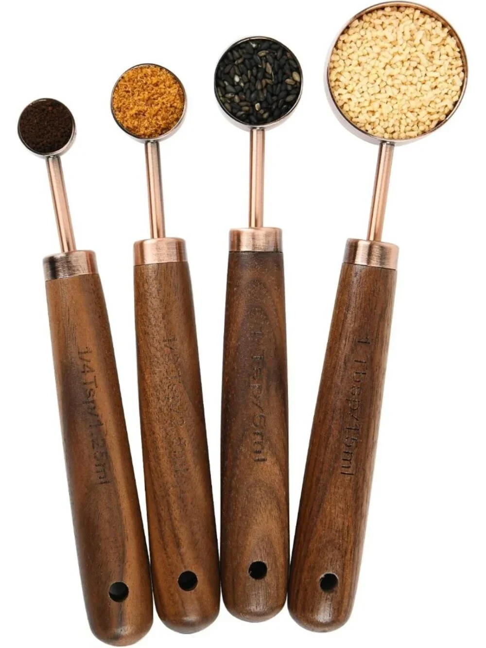 8-Piece Copper Measuring Cups & Spoons Set - Stainless Steel Kitchen Tools for